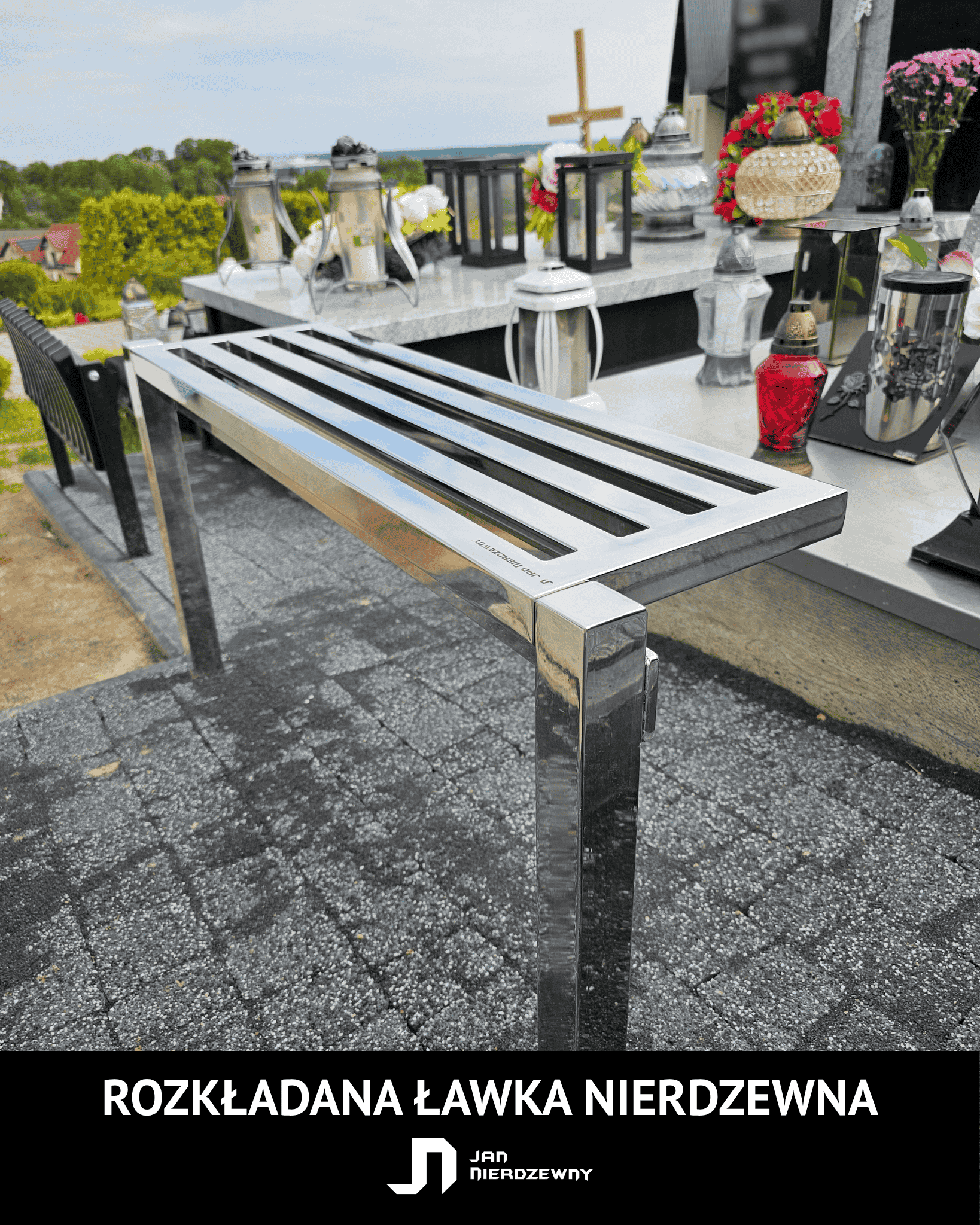 Rozkładana ławka ze stali nierdzewnej